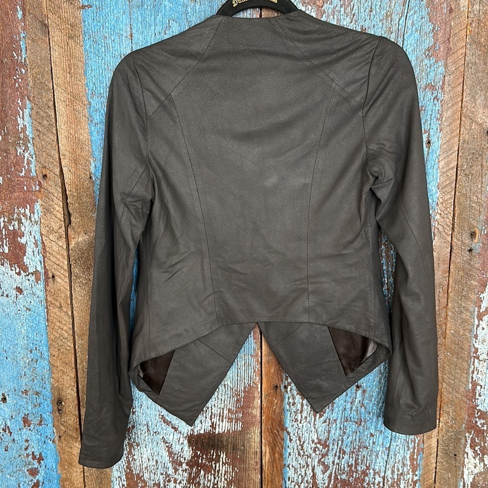 My Tribe Gray Leather Open Front Jacket Size XS - Picture 4 of 4